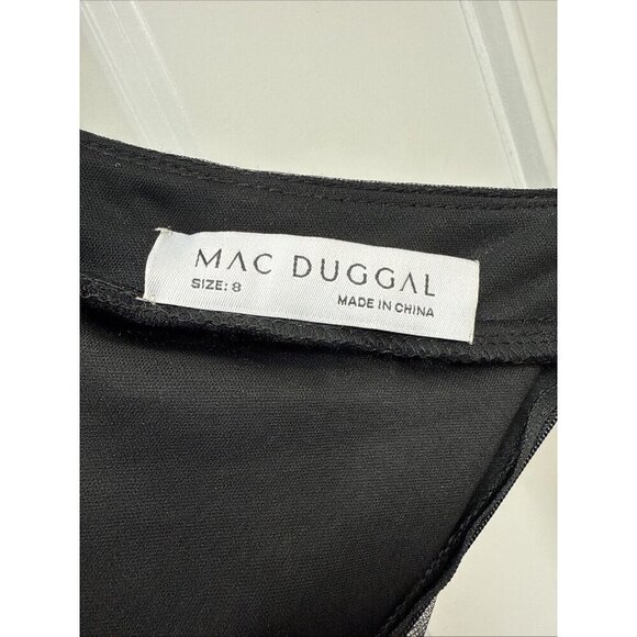 Mac Duggal Size 8 Black One Shoulder Embellished Tulle Mini Cocktail Dress 50689 - Picture 9 of 10